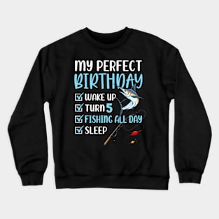 5 Year Old Fishing Birthday Party 5th Boy Bday Five Crewneck Sweatshirt